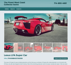 WestCoastCollectorAutos.com vehicle detail page
